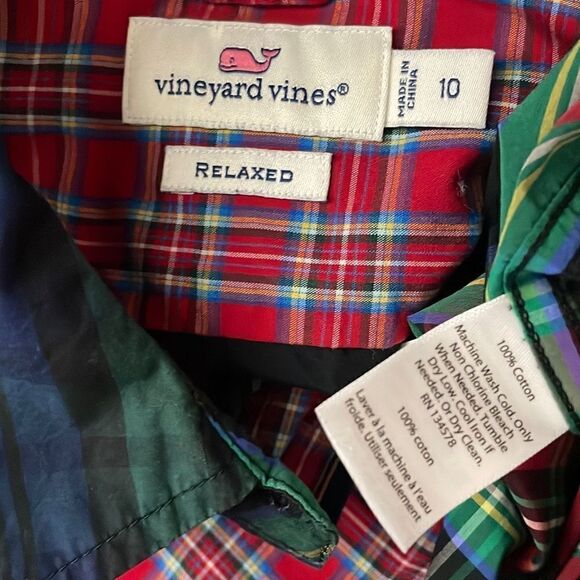 Vineyard Vines Relaxed Fit Mixed Plaid Button Front Shirt 10 - Picture 4 of 8